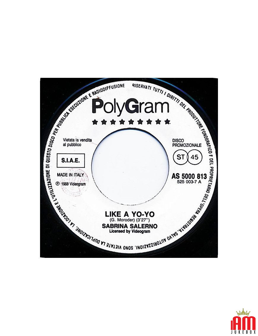 Like A Yo-Yo Nineteen Forever [Sabrina Salerno,...] – Vinyl 7", 45 RPM, Promo [product.brand] 1 - Shop I'm Jukebox 