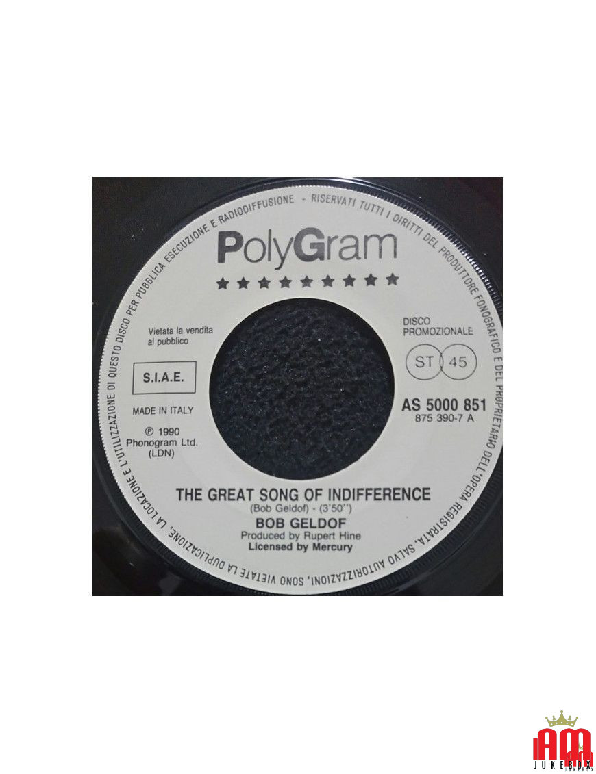 La grande chanson de l'indifférence Whole Lotta Love [Bob Geldof,...] - Vinyl 7", 45 RPM, Promo [product.brand] 1 - Shop I'm Juk