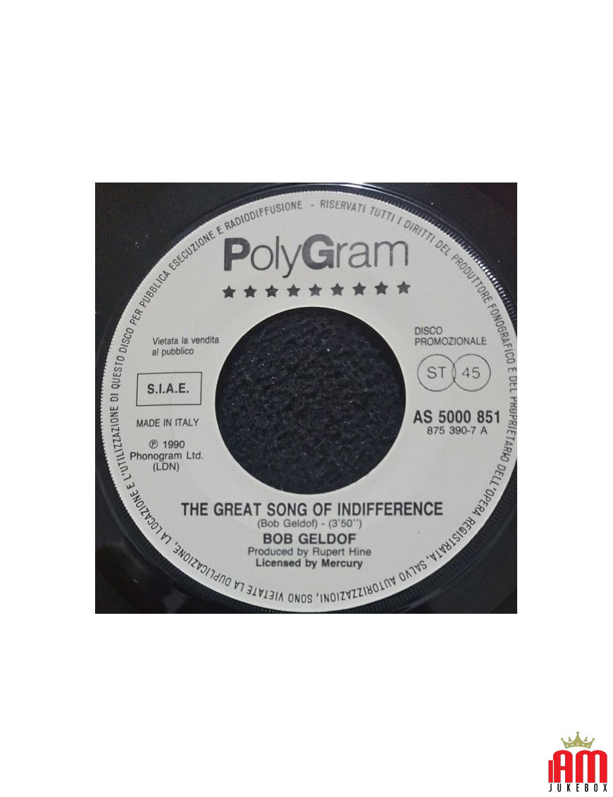 La grande chanson de l'indifférence Whole Lotta Love [Bob Geldof,...] - Vinyl 7", 45 RPM, Promo [product.brand] 1 - Shop I'm Juk