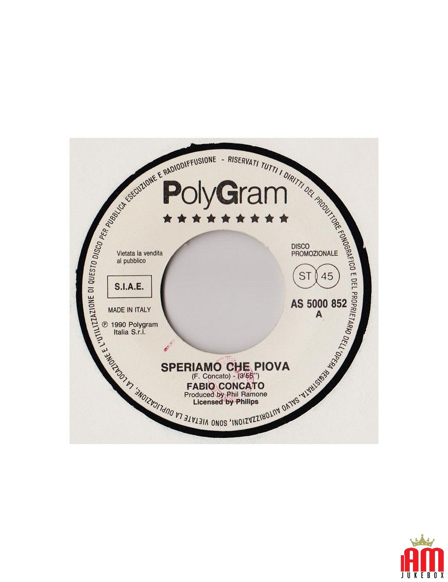 Speriamo Che Piova Mi Viene Un Brivido [Fabio Concato,...] - Vinyl 7", 45 RPM, Promo [product.brand] 1 - Shop I'm Jukebox 