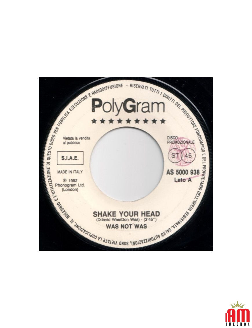 Shake Your Head A Small Victory [Was (Not Was),...] – Vinyl 7", 45 RPM, Promo [product.brand] 1 - Shop I'm Jukebox 