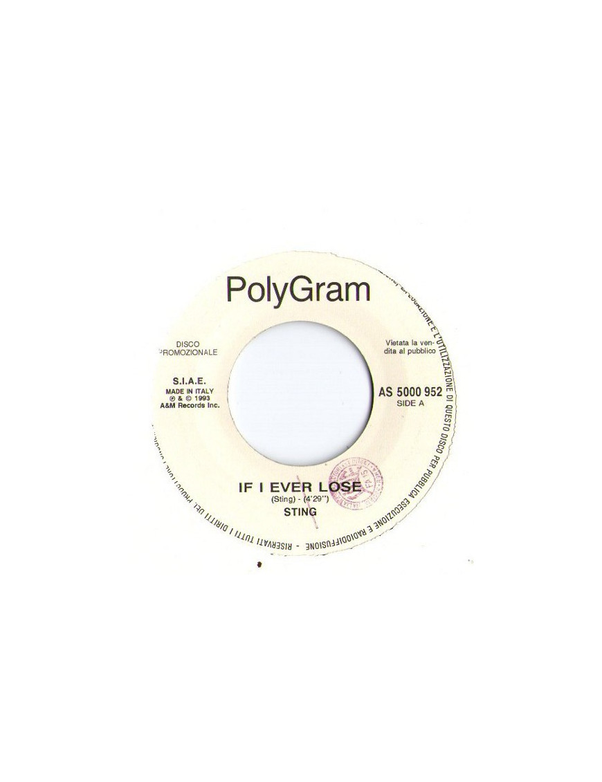 If I Ever Lose   Ain't No Man [Sting,...] - Vinyl 7", 45 RPM, Promo
