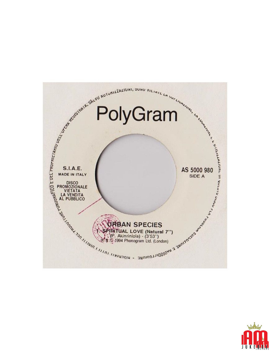 Spiritual Lover 100 % Pure Love [Urban Species,...] – Vinyl 7", 45 RPM, Jukebox, Promo [product.brand] 1 - Shop I'm Jukebox 