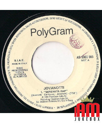 Serenata Rap Cambio [Jovanotti,...] – Vinyl 7", 45 RPM, Promo [product.brand] 1 - Shop I'm Jukebox 