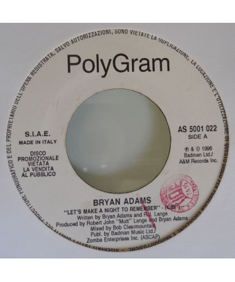 Let's Make A Night To Remember   Ocean Drive [Bryan Adams,...] - Vinyl 7", 45 RPM, Jukebox, Promo