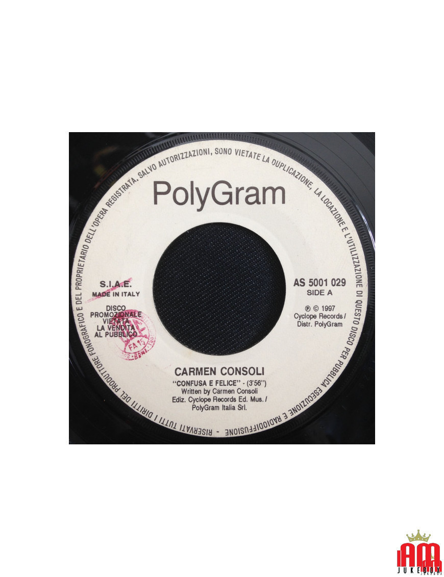 Confusa E Felice Alone [Carmen Consoli,...] - Vinyl 7", 45 RPM, Single [product.brand] 1 - Shop I'm Jukebox 