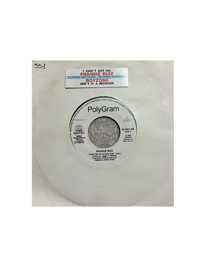 I Can't Get No (Satisfaction)   Isn't It A Wonder? [Frankie Ruiz,...] - Vinyl 7", 45 RPM, Jukebox