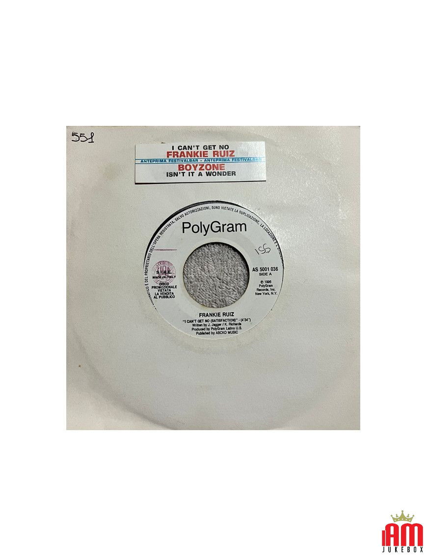 I Can't Get No (Satisfaction) Isn't It A Wonder? [Frankie Ruiz,...] - Vinyl 7", 45 RPM, Jukebox [product.brand] 1 - Shop I'm Juk