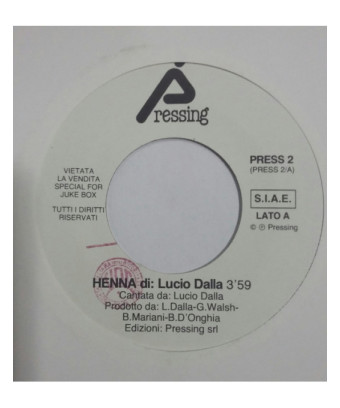 Henna [Lucio Dalla] – Vinyl 7", 45 RPM, Jukebox [product.brand] 1 - Shop I'm Jukebox 