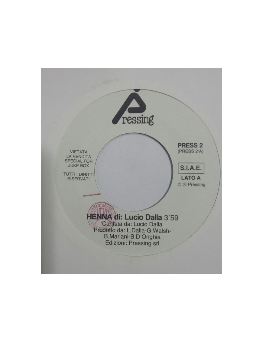 Henna [Lucio Dalla] – Vinyl 7", 45 RPM, Jukebox [product.brand] 1 - Shop I'm Jukebox 
