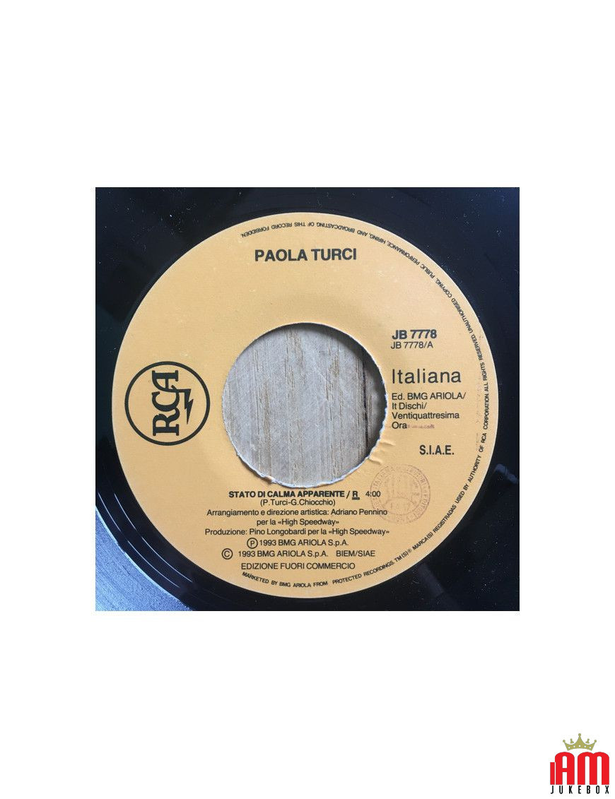 Stato Di Calma Apparente - Dedicato A Te [Paola Turci,...] - Vinyl 7", 45 RPM, Promo