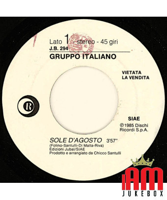 Sole D'Agosto I'll Go Crazy [Gruppo Italiano,...] – Vinyl 7", 45 RPM, Jukebox [product.brand] 1 - Shop I'm Jukebox 