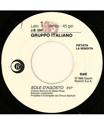 Sole D'Agosto I'll Go Crazy [Gruppo Italiano,...] – Vinyl 7", 45 RPM, Jukebox [product.brand] 1 - Shop I'm Jukebox 