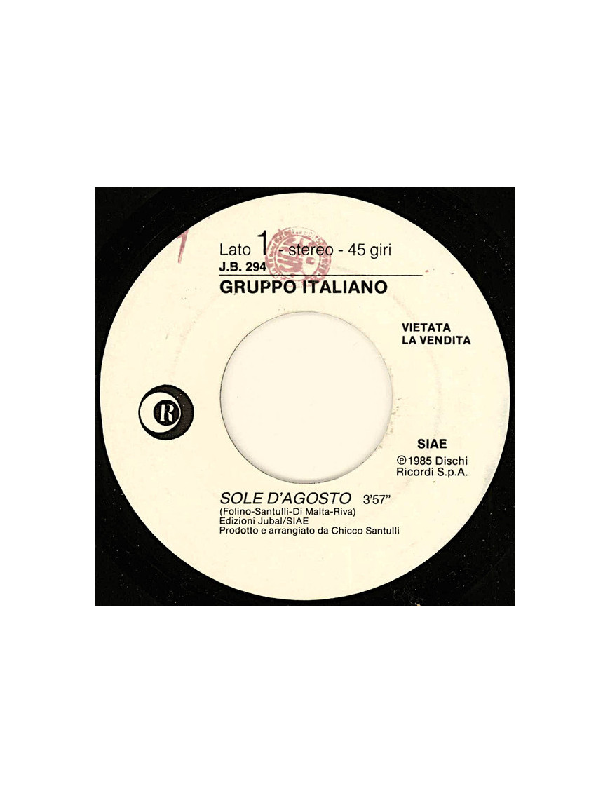 Sole D'Agosto I'll Go Crazy [Gruppo Italiano,...] – Vinyl 7", 45 RPM, Jukebox [product.brand] 1 - Shop I'm Jukebox 