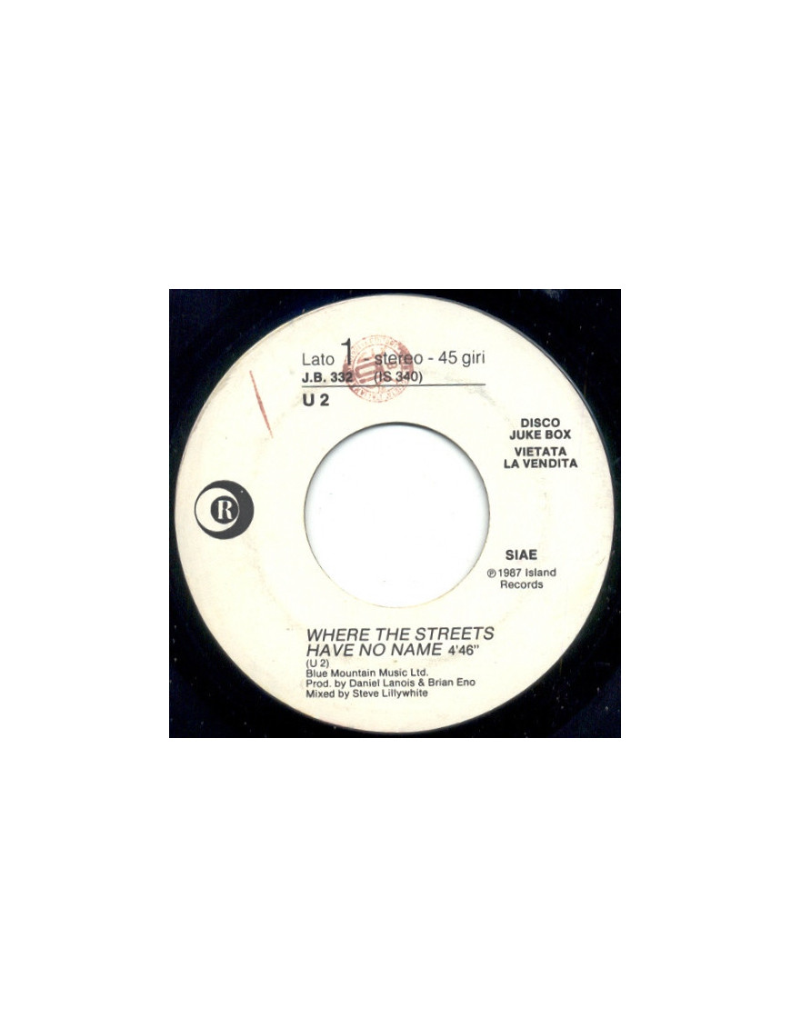Where The Streets Have No Name   Never Let Me Down Again [U2,...] - Vinyl 7", 45 RPM, Jukebox, Misprint