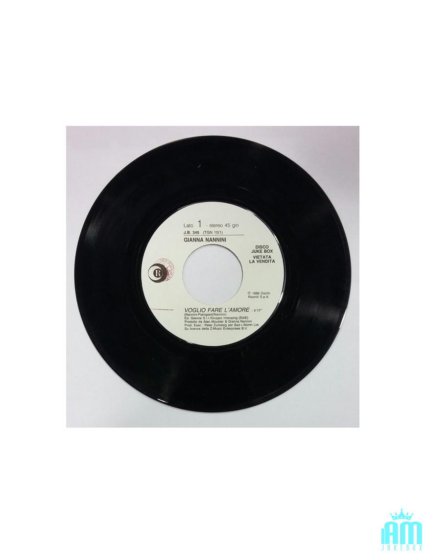 I Want To Make Love The Blues Of The Fan [Gianna Nannini,...] - Vinyl 7", 45 RPM, Jukebox [product.brand] 1 - Shop I'm Jukebox 