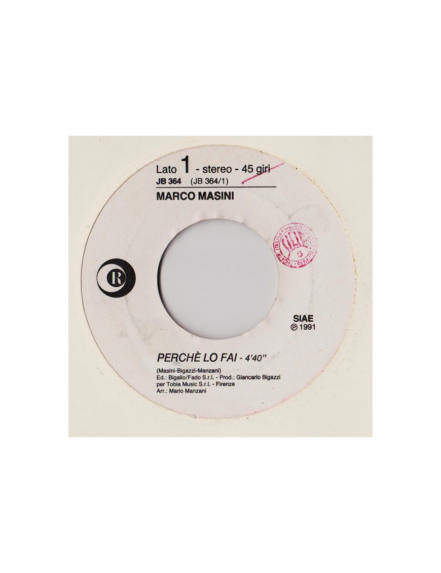 Perchè Lo Fai   E La Musica Va [Marco Masini,...] - Vinyl 7", 45 RPM, Jukebox