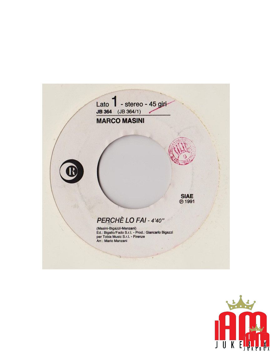 Why You Do It And The Music Goes [Marco Masini,...] - Vinyl 7", 45 RPM, Jukebox [product.brand] 1 - Shop I'm Jukebox 