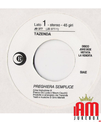 Simple SOS Prayer [Tazenda,...] – Vinyl 7", 45 RPM, Jukebox [product.brand] 1 - Shop I'm Jukebox 