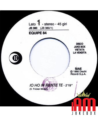 Io Ho In Mente Te Sognando La California [Equipe 84,...] - Vinyl 7", 45 RPM, Jukebox, Stereo [product.brand] 1 - Shop I'm Jukebo