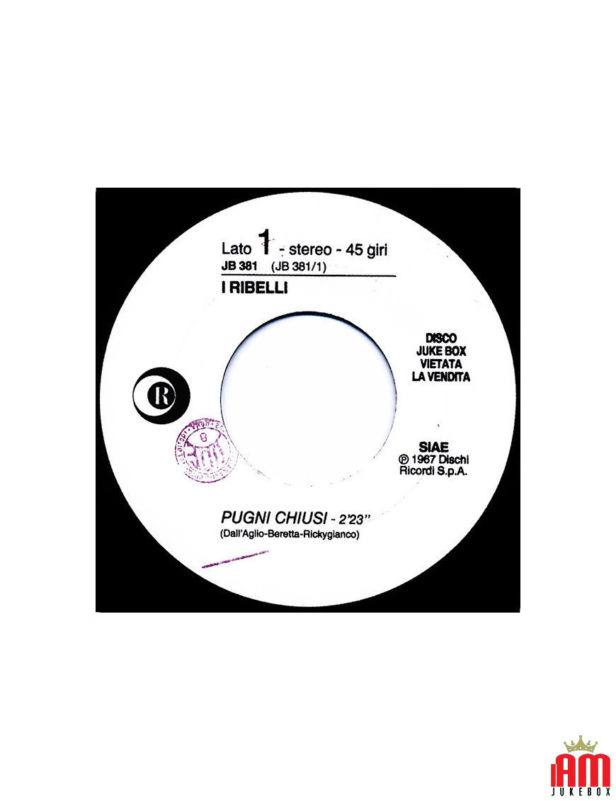 Clenched Fists Crazy Heart [I Ribelli,...] - Vinyl 7", 45 RPM, Jukebox, Stereo [product.brand] 1 - Shop I'm Jukebox 