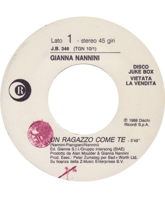 Un Ragazzo Come Te   Desire [Gianna Nannini,...] - Vinyl 7", 45 RPM, Jukebox