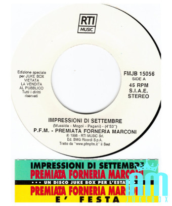 Impressions of September It's a Party [Premiata Forneria Marconi] - Vinyl 7", Promo [product.brand] 1 - Shop I'm Jukebox 