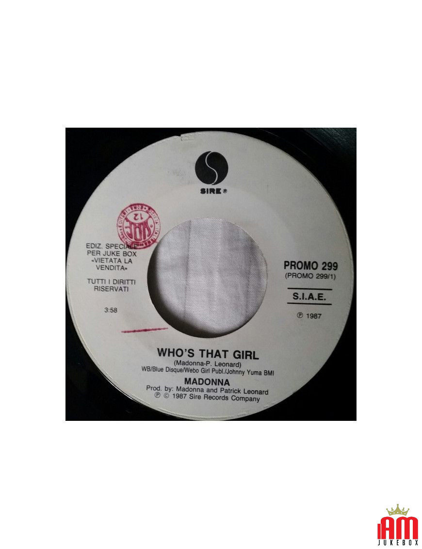 Who's That Girl Blue Hotel [Madonna,...] - Vinyl 7", 45 RPM, Jukebox, Promo, Édition Spéciale [product.brand] 1 - Shop I'm Jukeb