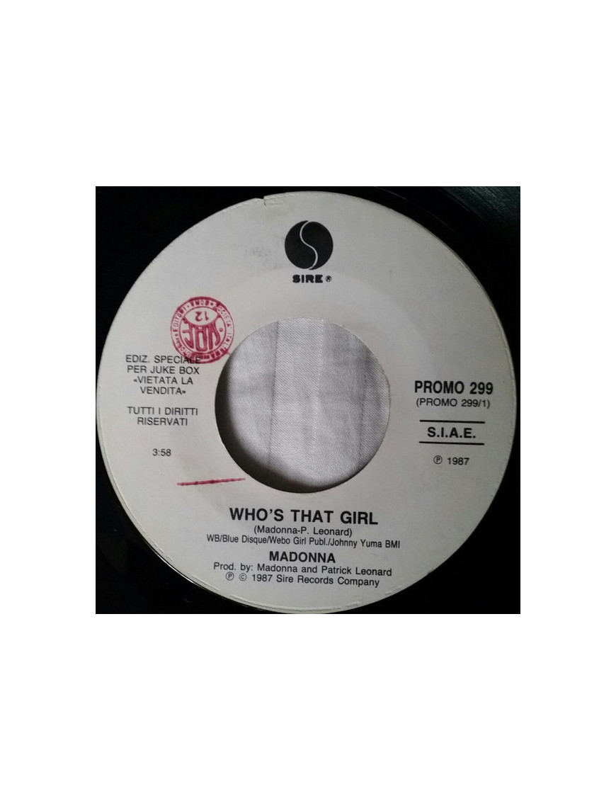 Who's That Girl   Blue Hotel [Madonna,...] - Vinyl 7", 45 RPM, Jukebox, Promo, Special Edition