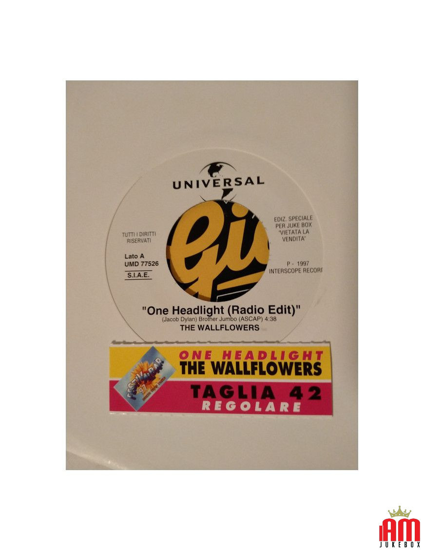 One Headlight Regular [The Wallflowers,...] - Vinyl 7", 45 RPM, Single, Jukebox [product.brand] 1 - Shop I'm Jukebox 