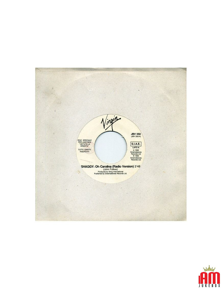 Oh Carolina Believe [Shaggy,...] - Vinyle 7", 45 RPM, Jukebox [product.brand] 1 - Shop I'm Jukebox 