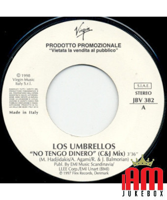 No Tengo Dinero (C&J Mix) Cosa Conta (Edit) [Los Umbrellos,...] – Vinyl 7", 45 RPM, Promo [product.brand] 1 - Shop I'm Jukebox 