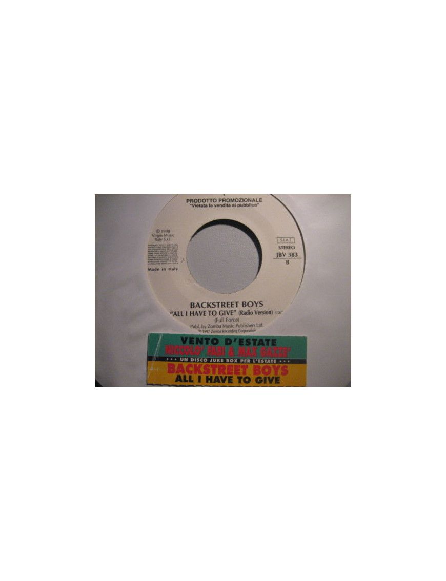 Vento D'Estate All I Have To Give [Niccolò Fabi,...] – Vinyl 7", 45 RPM, Single, Jukebox [product.brand] 1 - Shop I'm Jukebox 