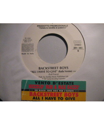 Vento D'Estate   All I Have To Give [Niccolò Fabi,...] - Vinyl 7", 45 RPM, Single, Jukebox