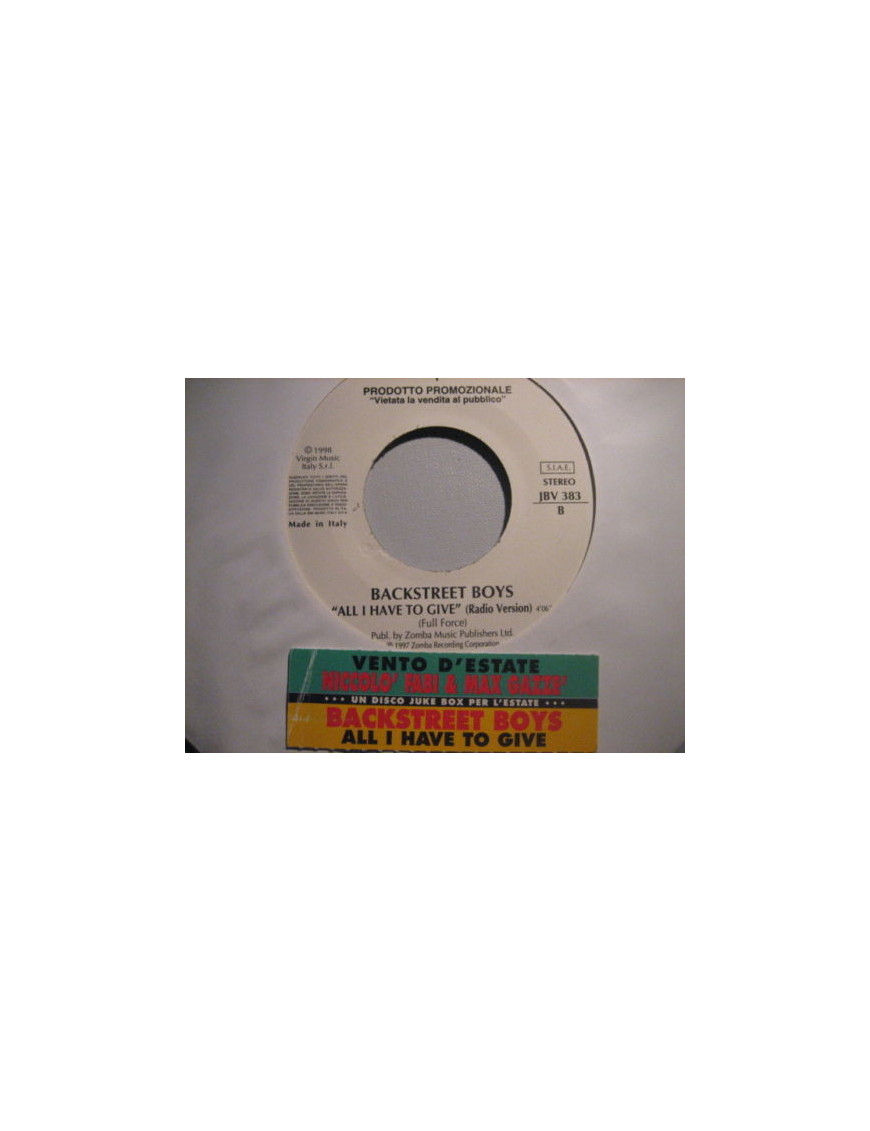 Vento D'Estate   All I Have To Give [Niccolò Fabi,...] - Vinyl 7", 45 RPM, Single, Jukebox