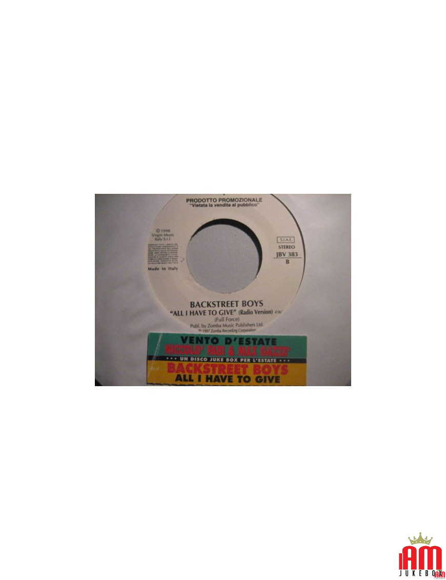 Vento D'Estate   All I Have To Give [Niccolò Fabi,...] - Vinyl 7", 45 RPM, Single, Jukebox