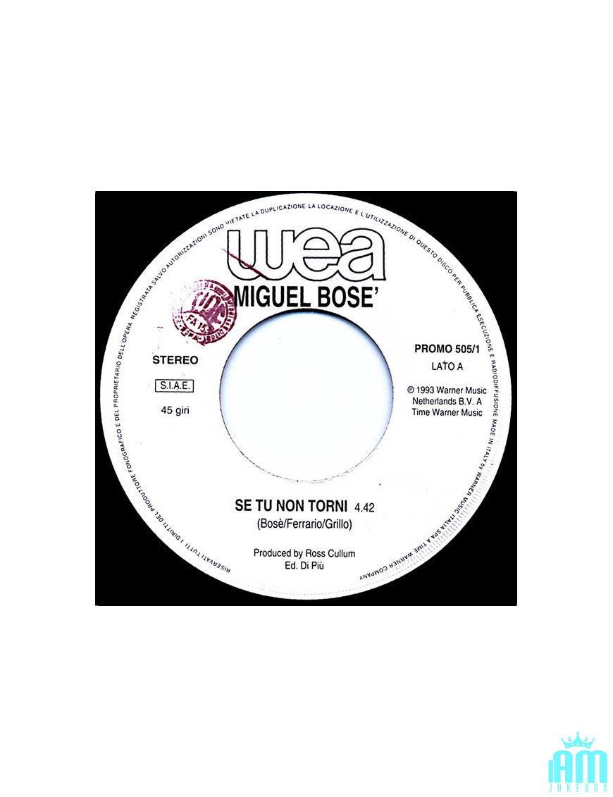 Se Tu Non Torni I'll Stand By You [Miguel Bosé,...] - Vinyl 7", 45 RPM, Promo [product.brand] 1 - Shop I'm Jukebox 