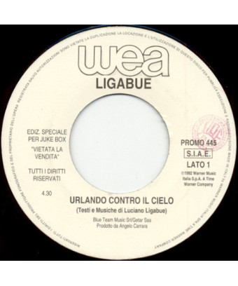 Urlando Contro Il Cielo   Love You All My Lifetime [Luciano Ligabue,...] - Vinyl 7", 45 RPM, Jukebox