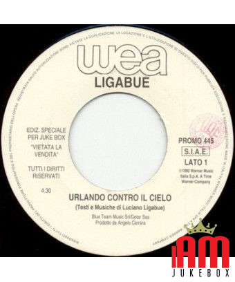 Screaming Against The Sky Love You All My Lifetime [Luciano Ligabue,...] - Vinyl 7", 45 RPM, Jukebox [product.brand] 1 - Shop I'