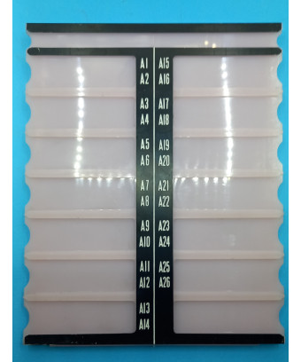 Etikettenhalter (Aufkleber), nummeriert von A1 – D26, 4er-Set