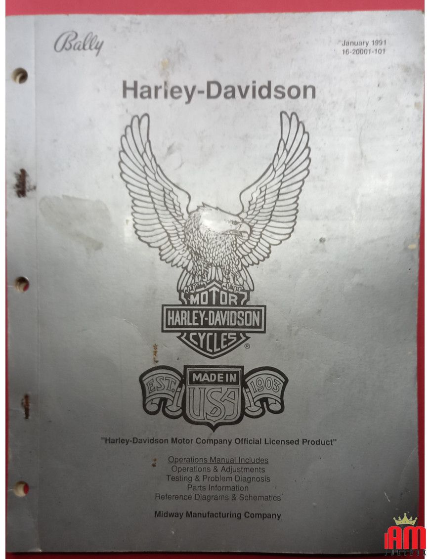 Original 1991 Bally Harley-Davidson Bedienungsanleitung