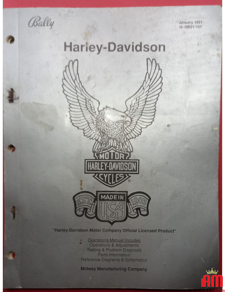 Original 1991 Bally Harley-Davidson Operation Manual