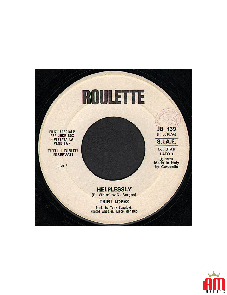 Helplessly I Love The Punk (Ai, Lavete Punk) [Trini Lopez,...] - Vinyl 7", 45 RPM, Jukebox [product.brand] 1 - Shop I'm Jukebox 