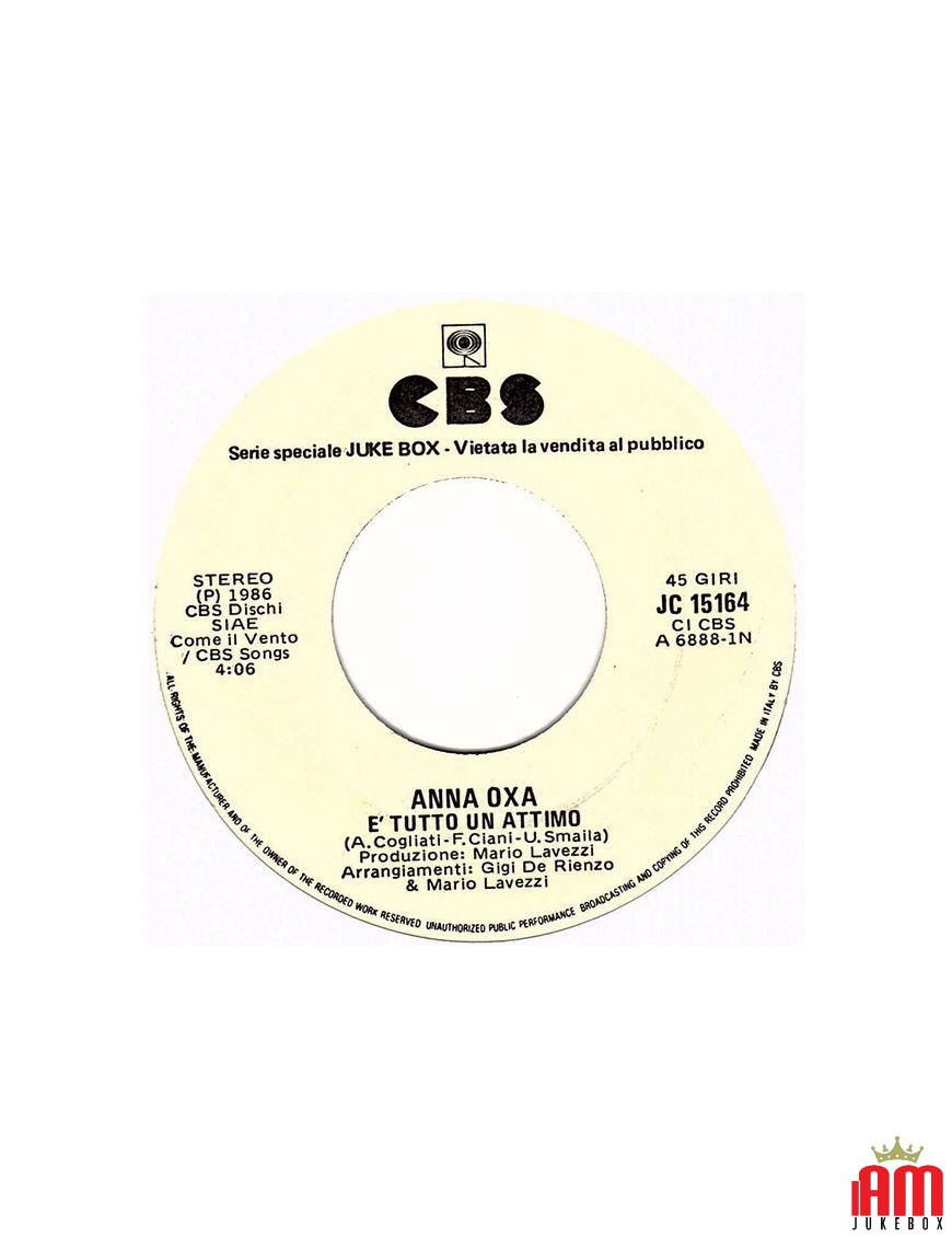 È Tutto Un Attimo When Love Breaks Down [Anna Oxa,...] - Vinyl 7", 45 RPM, Jukebox [product.brand] 1 - Shop I'm Jukebox 