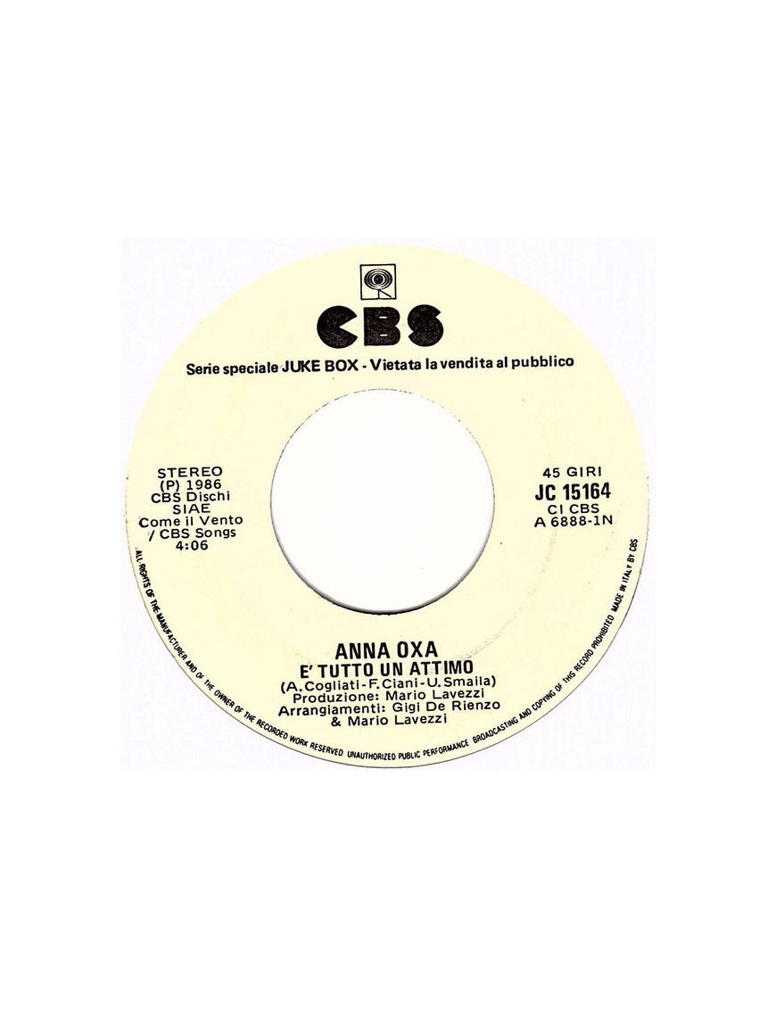 È Tutto Un Attimo When Love Breaks Down [Anna Oxa,...] – Vinyl 7", 45 RPM, Jukebox [product.brand] 1 - Shop I'm Jukebox 