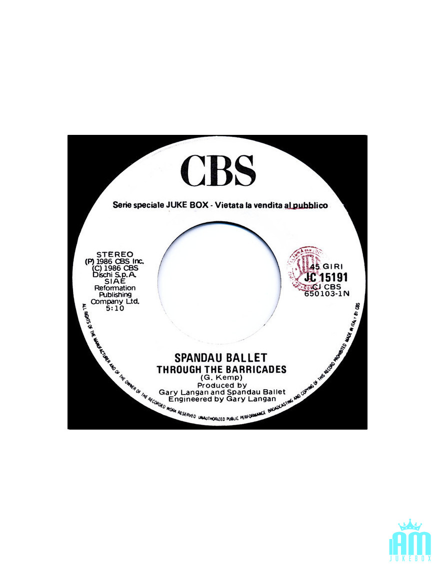 Through The Barricades   Listen To Your Heart [Spandau Ballet,...] - Vinyl 7", 45 RPM, Jukebox