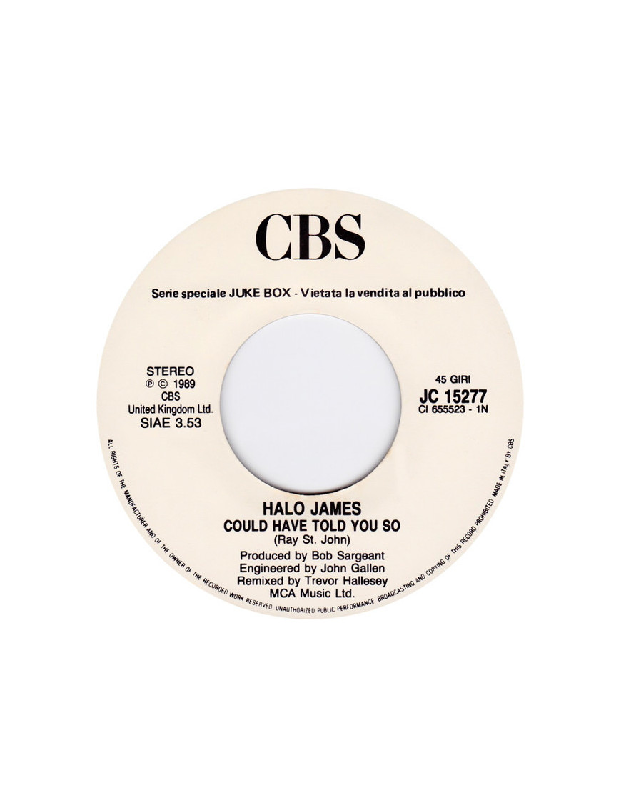 Could Have Told You So   Shake [Halo James,...] - Vinyl 7", 45 RPM, Jukebox