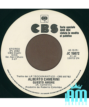 Cet amour combien de fois [Alberto Camerini,...] - Vinyl 7", 45 RPM, Jukebox, Stéréo [product.brand] 1 - Shop I'm Jukebox 