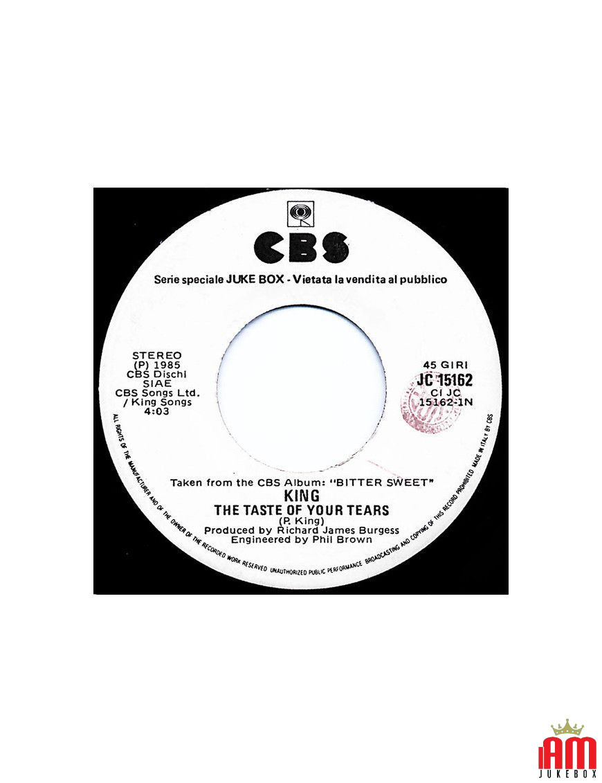 The Taste Of Your Tears Burning Heart [King,...] – Vinyl 7", 45 RPM, Jukebox [product.brand] 1 - Shop I'm Jukebox 