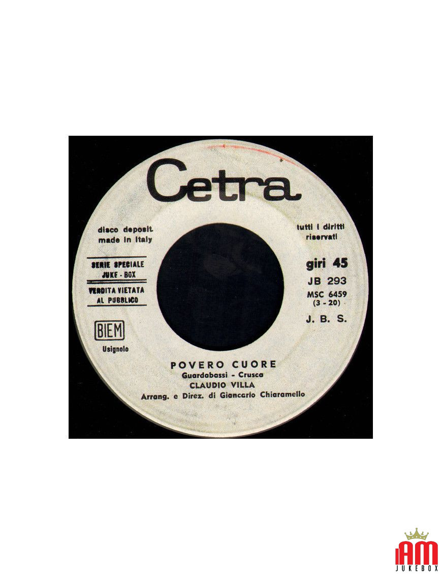 Poor Heart Walking And Singing [Claudio Villa,...] - Vinyl 7", 45 RPM, Jukebox [product.brand] 1 - Shop I'm Jukebox 